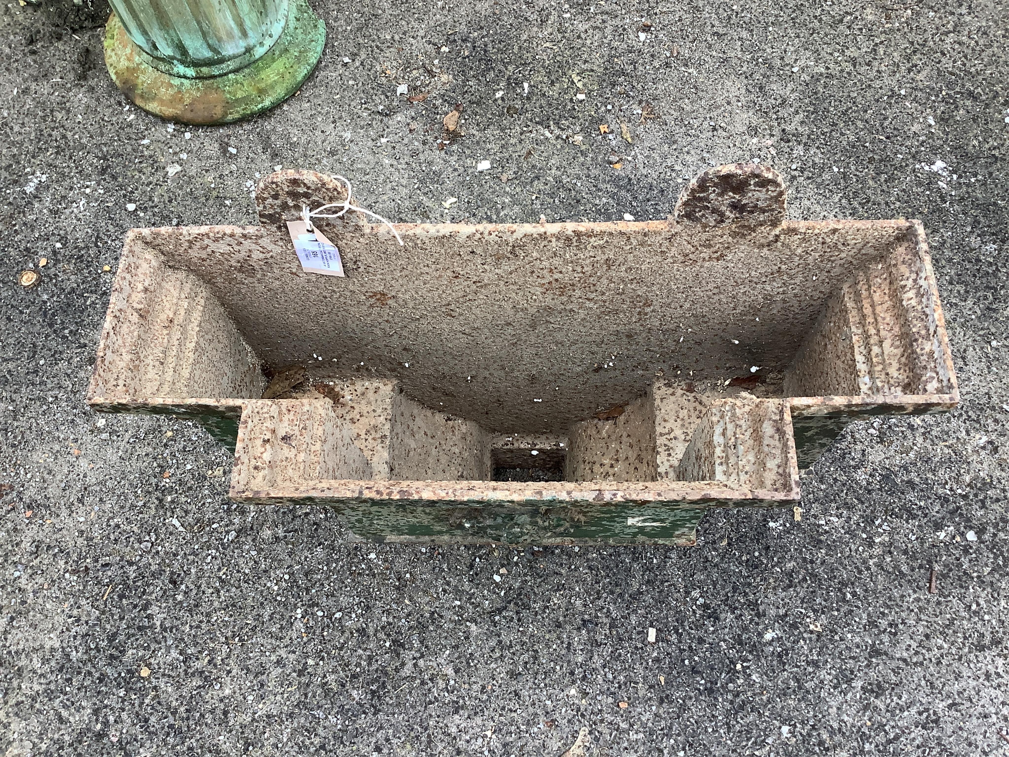 A Victorian cast iron rain hopper, width 61cm, height 48cm. Condition - fair